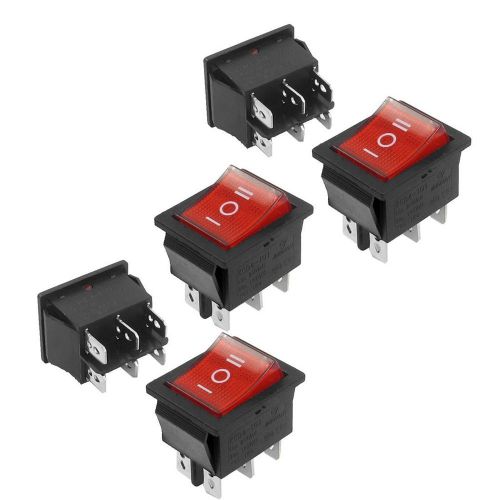 5 Pcs DPDT Neon Light On/Off/On Rocker Switch AC 250V/15A 125V/20A GY