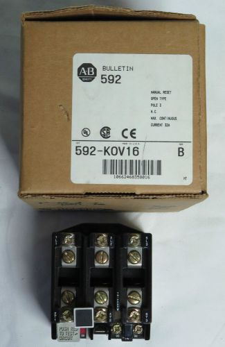 ALLEN BRADLEY 592-KOV-16 OVERLOAD RELAY  -  MANUAL RESET, 32A, 3 POLES, N.C