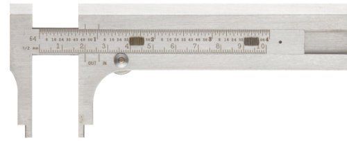 Starrett 1025ME-130 Vernier Caliper, Stainless Steel, Nib Style Jaw, in/Metric,