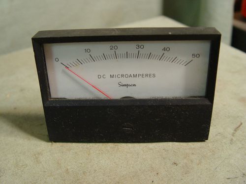 Estate Vintage Simpson D C Microamperes 0-50 Panel Meter teampunk