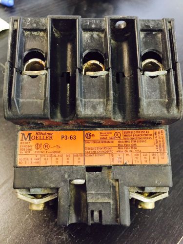 KLOCKNER MOELLER P3-63 DISCONNECT SWITCH 60 AMP 600 VAC