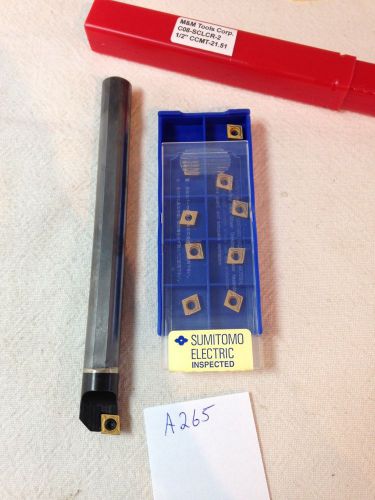 NEW 1/2&#034; SOLID CARBIDE BORING BAR C08-SCLCR-2 W/ 10 SUMITOMO 21. 51 INSERTS A265