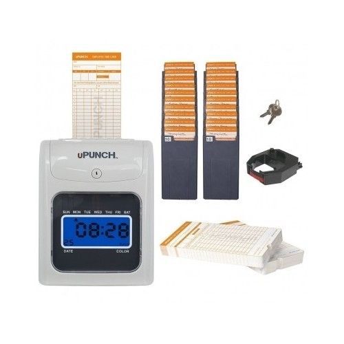 Electronic time clock punch card manage employee work hours attendance slot rack for sale