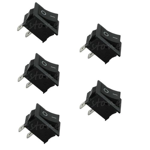 5PCS 250V 3A Mini Boat Rocker Switch SPST ON-OFF KCD1-2Pin Black Plastic Button