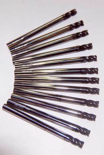12 pc helical 3/16&#034;x5/16&#034; vari. pitch high perf. carbide end mills w/c.r-sst,ti for sale