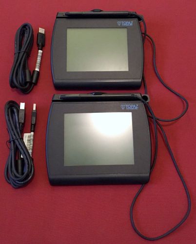 Lot of 2 topaz signaturegem lcd 4x3 signature pad - backlit lcd - tlbk766sebhsbr for sale