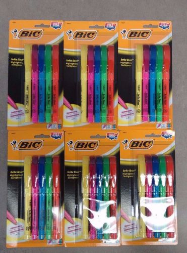 Six packs  Bic BRITE LINER HIGHLIGHTER 5Color marker school office