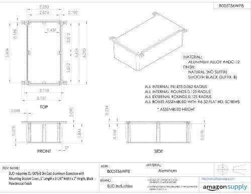 BUD Industries CU-5476-B Die Cast Aluminum Econobox with Mounting Bracket Cover