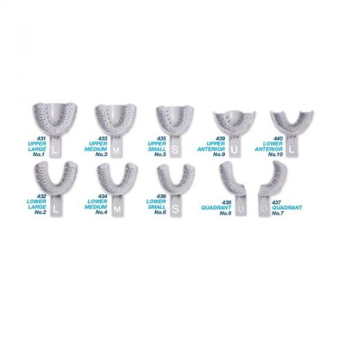 DENTAL Autoclavable Impression Upper Anterior Trays Gray Rim Lock 5pcs/pack