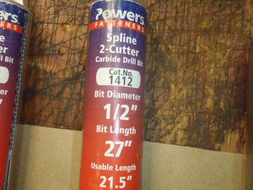 Powers fasteners spline 2 cutter carbide tipped drill 1/2&#034; x 27&#034; for sale