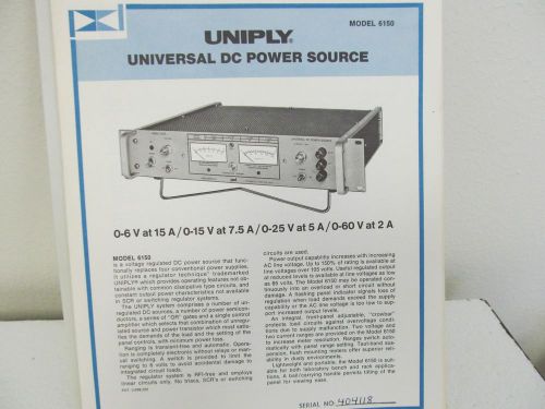 Power Designs 6150 Universal DC Power Supply Technical Data Manual