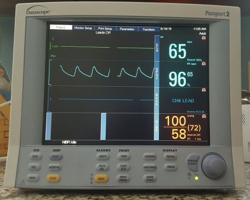 Datascope Passport 2 Patient Monitor - ECG, SpO2, NiBP, Temp - BIOMED CERTIFIED