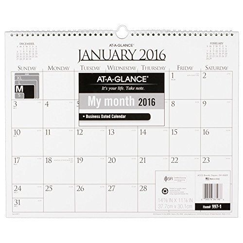 At-A-Glance AT-A-GLANCE Monthly Wall Calendar 2016, Business, 14-7/8 x 11-7/8