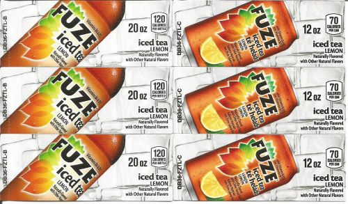 Vending Machine Label (6) Fuze Iced TEA 20oz Bottle 12oz Can Tag