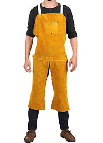 Joyutoy 43-Inch By 25-Inch Yellow Cowhide Split Leather Welding Bib Apron With