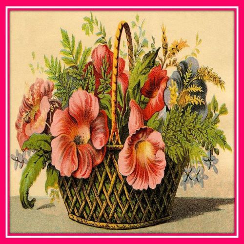 30 Custom Vintage Flower Basket Personalized Address Labels