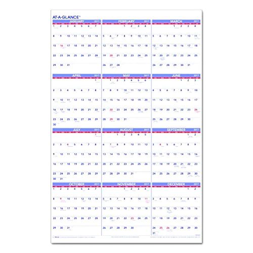 New at-a-glance paper wall calendar 2017, yearly, 24 x 36&#034;, non-erasable for sale