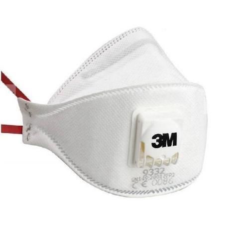 3M 9332 Dust Mist Metal Fume Respiratory Valved Foldable Face Mask X 5