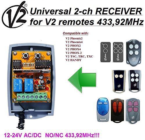 V2 Phoenix/PHOX/Handy/TSC Compatible 2-channel Receiver 12-24V AC/DC 433.92MHz