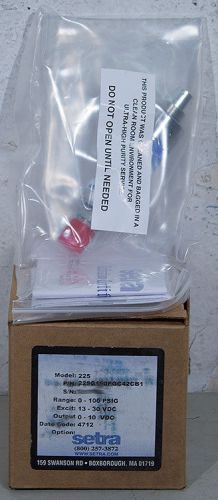 NEW Setra 225G100PGC42CB1 UHP Pressure Transducer 0-100 PSIG, Out 0-10 V GCT-225