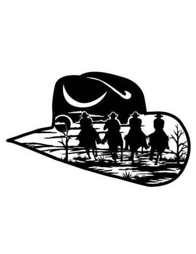 DXF CNC File Cowboy Hat Riders Scene