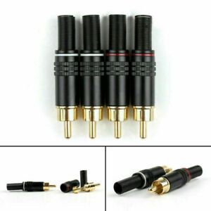 4 Pcs Copper RCA Plug Audio Male Connector W Metal Spring Adapter S3