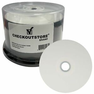 100 Premium 52X CD-R 80min 700MB GLOSSY White Inkjet Hub Printable