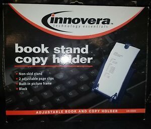 Innovera Book Stand Freestanding Desktop Copy holder Plastic Black Dark Gray New