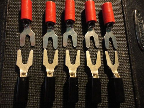 10 PCS INSULATED SPADE LUGS H.H.S.# 218 5PCS-RED, 5PCS-BLACK