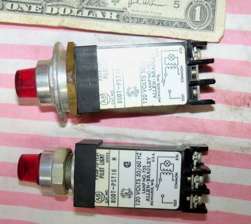 2 ALLEN BRADLEY RED PUSHBUTTON CAT 800T-PST16 Series N Small Pilot Light Button