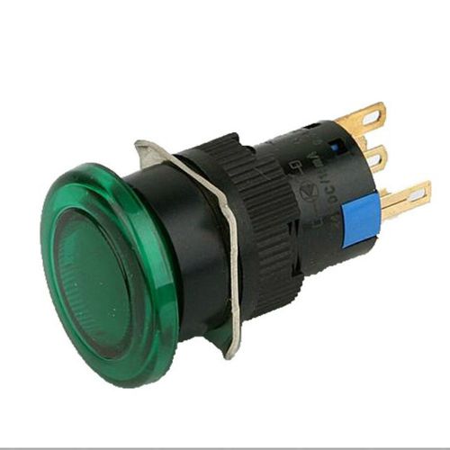 (2)spring return green mushroom cap 1no 1nc contact push button switch 5a 250vac for sale
