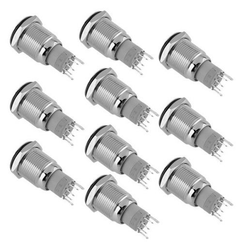 10pcs Red Led 16mm Metal Switch Self Latching Push Button 5 Pin Waterproof Car