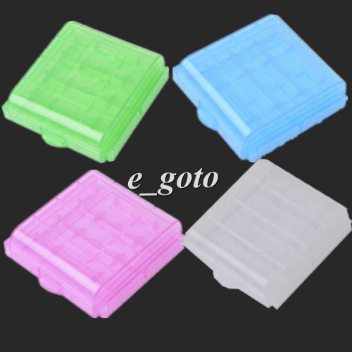 4pcs White Green Blue Pink Hard Plastic Case Holder Storage Box AAA AA Battery