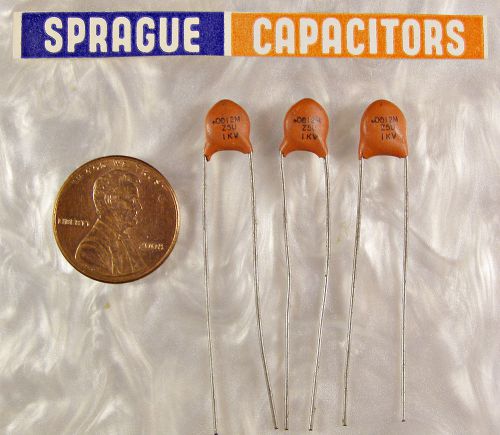 5 Genuine Sprague Z5U 1200pf .0012uf 1000V 1KV Ceramic Disc Capacitors - NOS