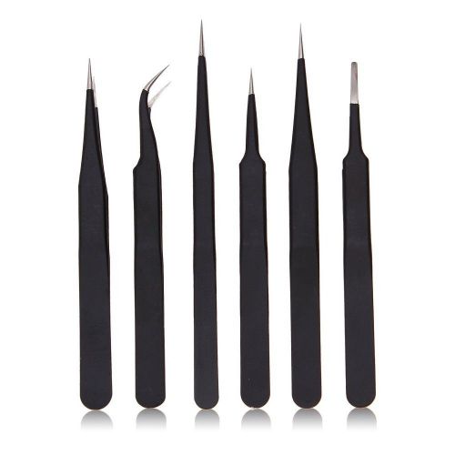 6pcs Stainless Steel Anti-static Tweezer Repair Tool Kits ESD10 11 12 13 14 15