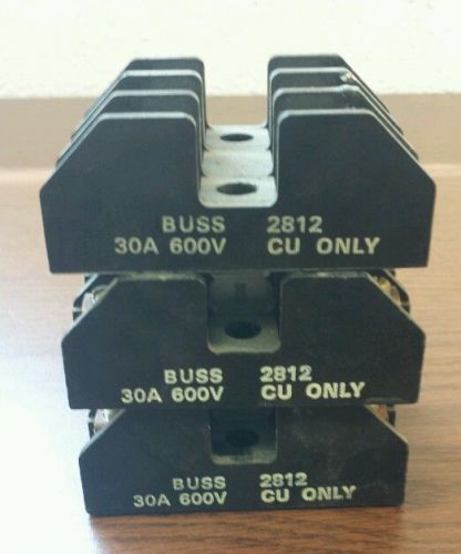 Lot of 3 BUSS 2812 FUSE HOLDER 30A 600V CU ONLY