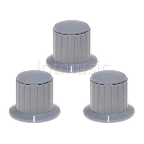 3pcs Plastic Grey Top Screw Tighten Control Knob 16mmDx16mmH for 4mm Shaft