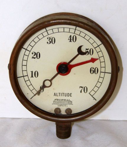 ANTIQUE STEAM ALTITUDE GUAGE  FEDERAL  CHICAGO STEAMPUNK INDUSTRIAL