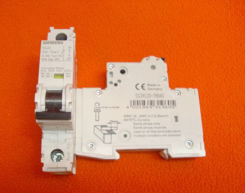 2 lot new siemens 5sj4120-7hg40 circuit breaker 1 pole 20 amp 5sj41 din rail for sale