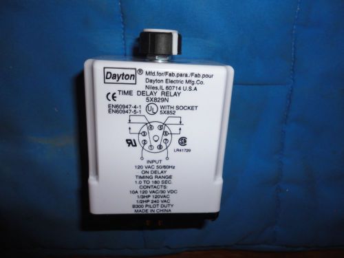 New in stained box dayton time delay relay 1-180 sec 120 vac coil 10 amp for sale