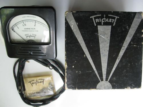 VINTAGE TRIPLETT HF THERMO-COUPLE TYPE 0-2.5 AMP AMMETER GAUGE PANEL METER NOS