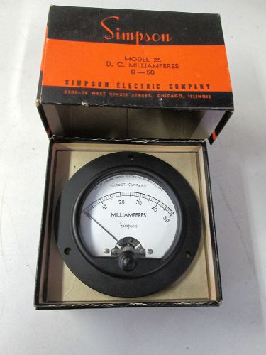 SIMPSON MODEL 25 D C MILLIAMPERES METER  M I B