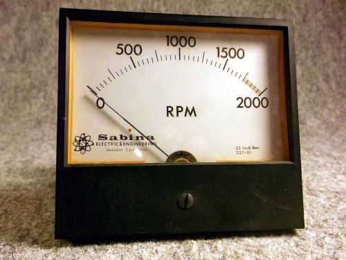 Panel meter  0-2000 rpm sabina scientific&amp;engineering co. for sale