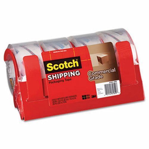 Scotch 3750 Packaging Tape with Dispenser, Clear, 4/PK (MMM37504RD)