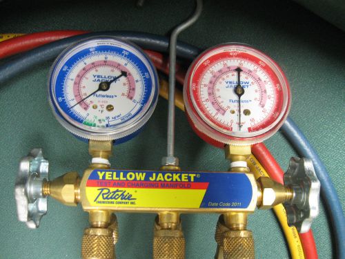 YELLOW JACKET TEST &amp; CHARGING MANIFOLD FLUTTERLESS GAUGES wHOSES HVAC