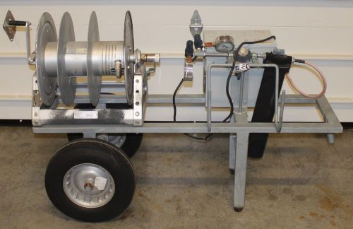 MOBILE VACUUM PUMP CART W/ HANNAY REELS HOSE REEL 1522-17-18 HAND CRANK