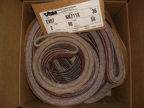 12 new VSM 2&#034; x 98&#034; Quality Coated Abrasive Sanding Belts 36 Grit KK711K EV07