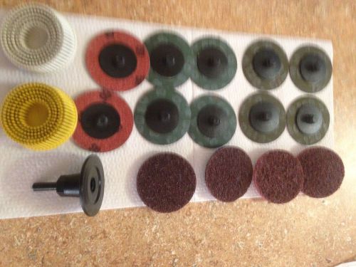 1 each 3M 2&#034; roloc radial  bristle discs &amp;1/4&#034; genuine 3M arbor  plus 14 extra