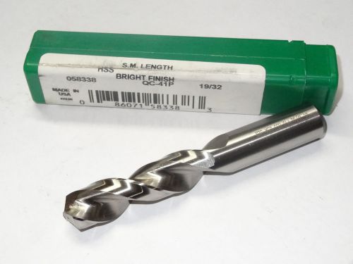 new PTD 19/32&#034; QC-41P Screw Machine Length HSS Twist Drills Bright Finish 58338