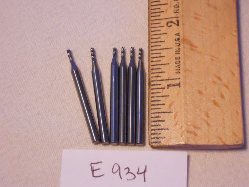 6 NEW 1/8&#034; SHANK CARBIDE END MILLS. 4 FLUTE. USA MADE {E934}